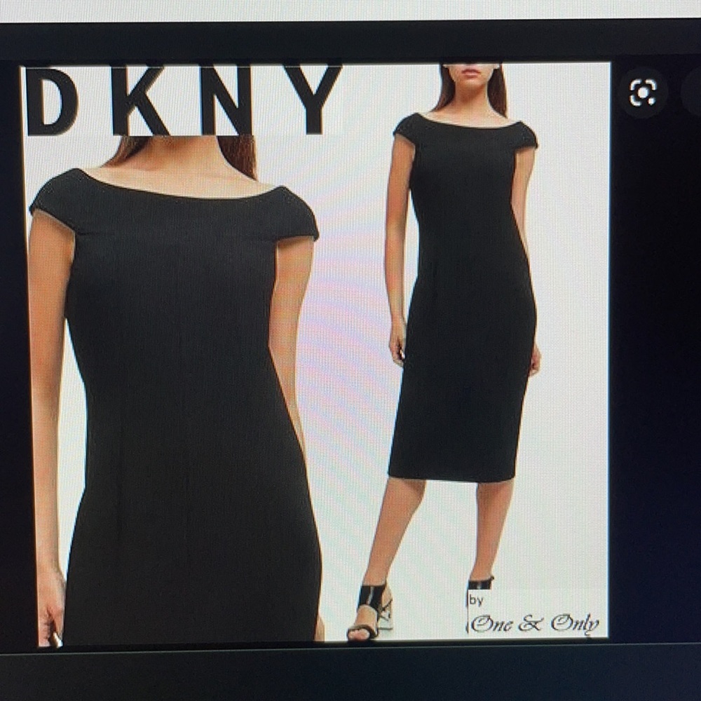 DKNY Tight Sleeveless Boatneck Little Black Dress